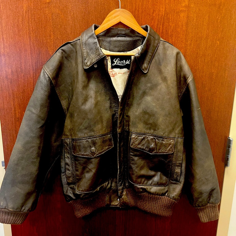 Vintage!! Learsi Leather Bomber/Flight Jacket. Size Medium